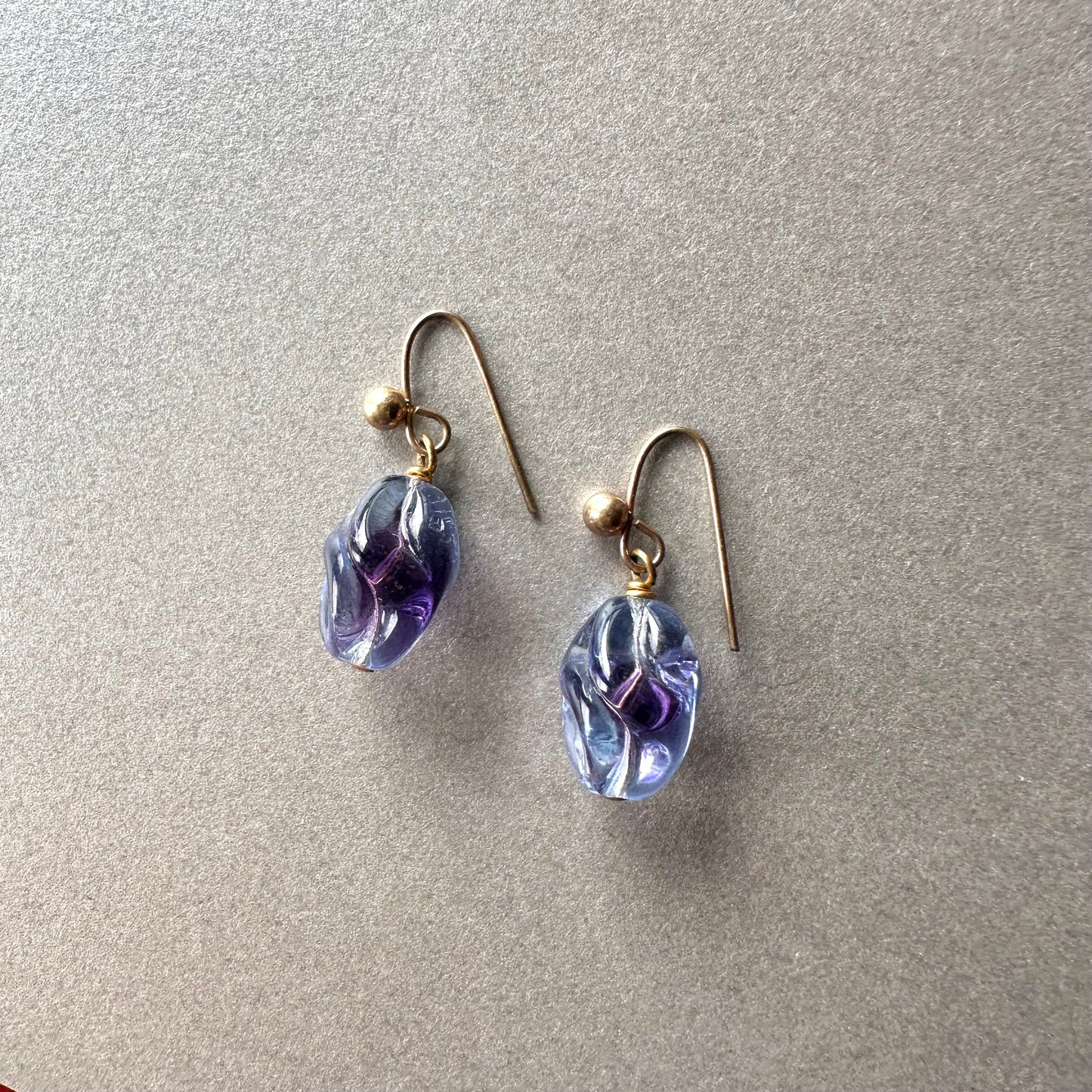 パープルカラーグラス ピアス