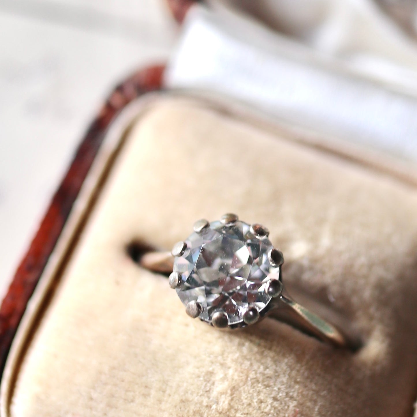 ロールドゴールド クリアグラス ソリティアリング 14.5号