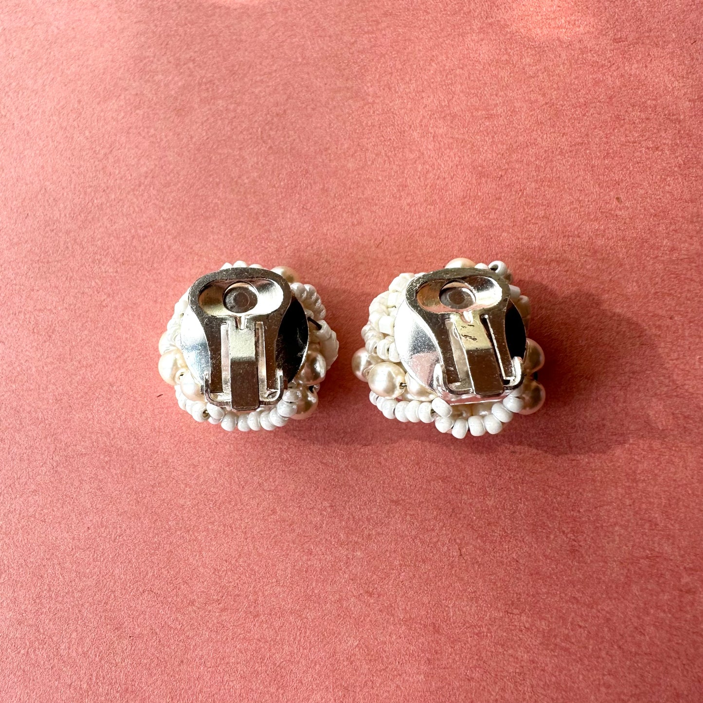 ブレイデッド ホワイトビーズ ヴィンテージイヤリング