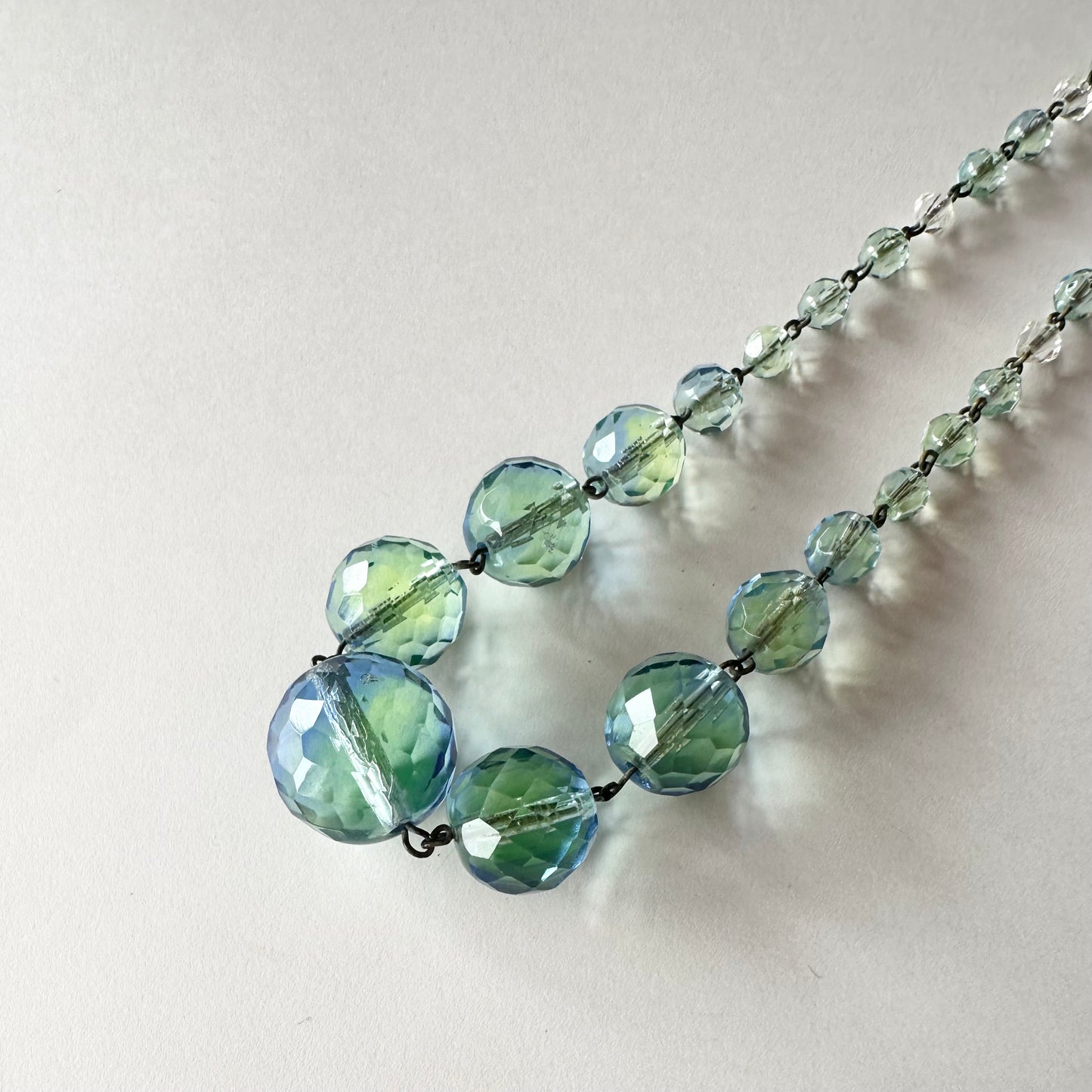 ブルー×グリーン ウラングラス ネックレス