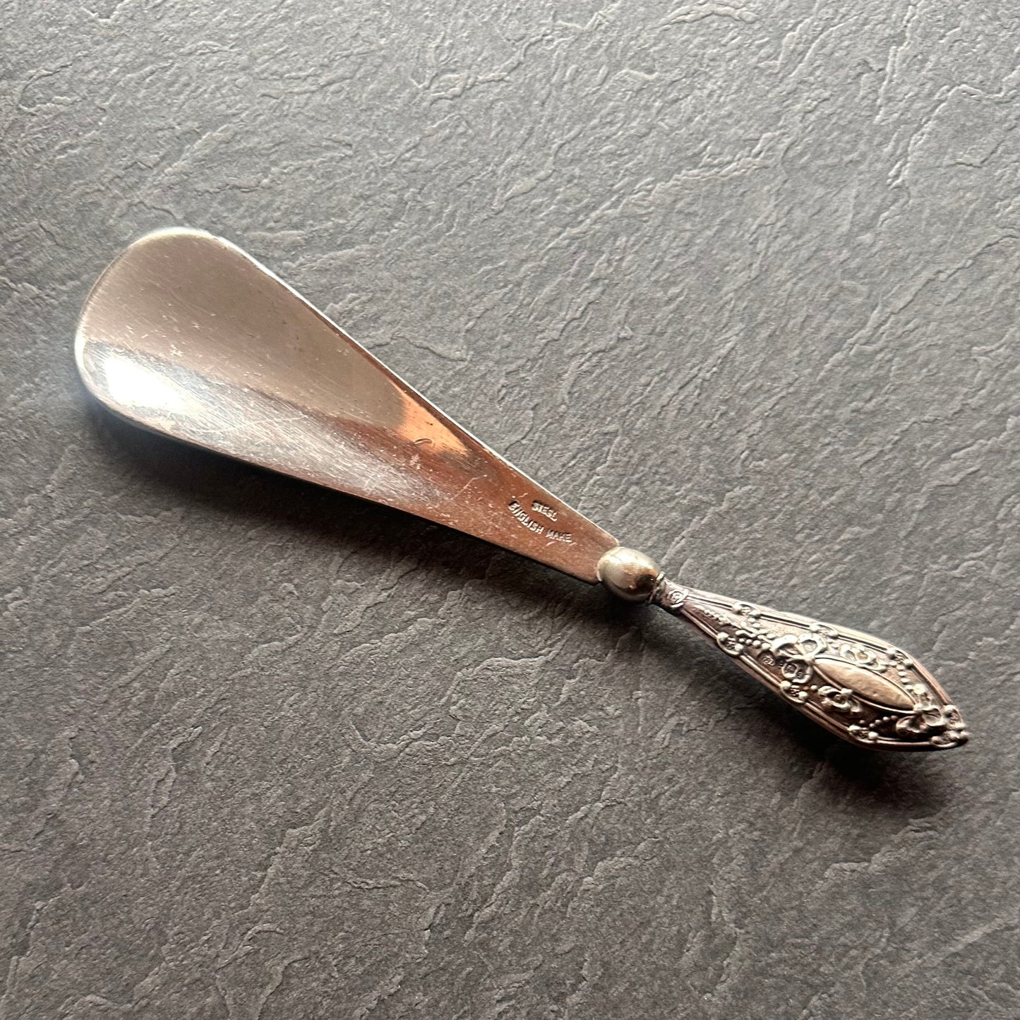 スターリングシルバー＆スチール アンティークシューホーン 1915年 バーミンガム