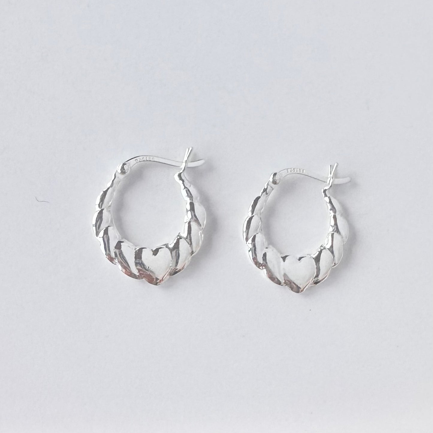 スターリングシルバー ハート フープピアス