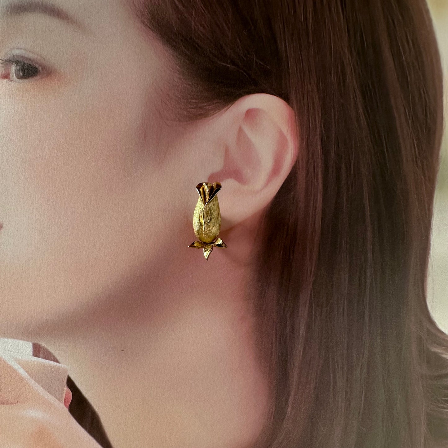 ヴィンテージ ローズ クリップオンイヤリング