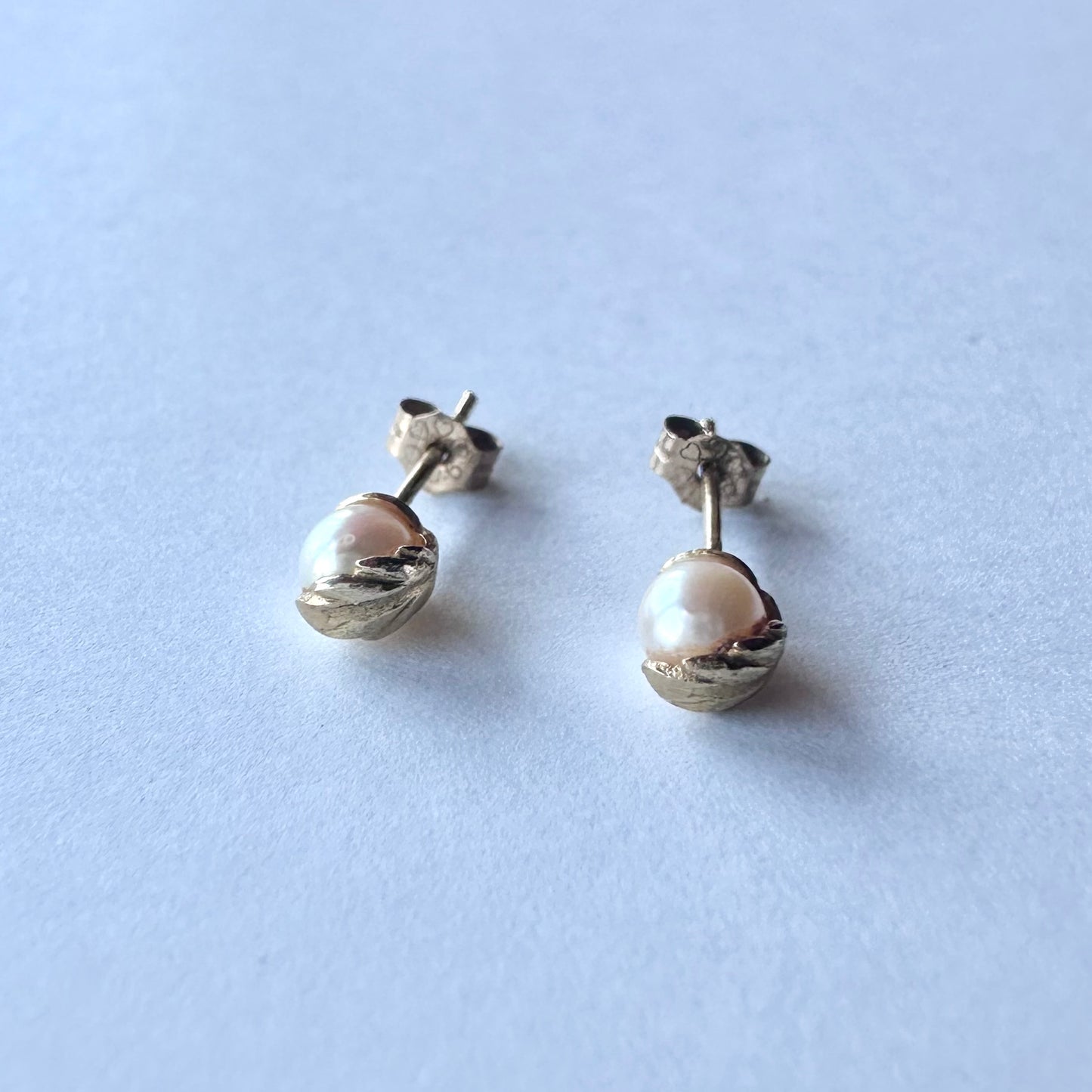 9ctゴールド アコヤパール リーフピアス(鑑別書付)