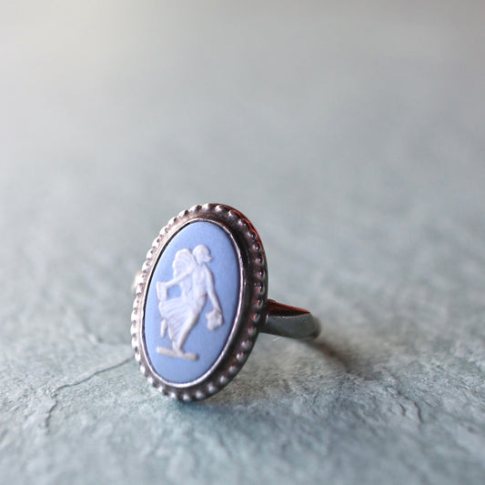 スターリングシルバー ウェッジウッド リング ブルー ロンドン 1978年 10号