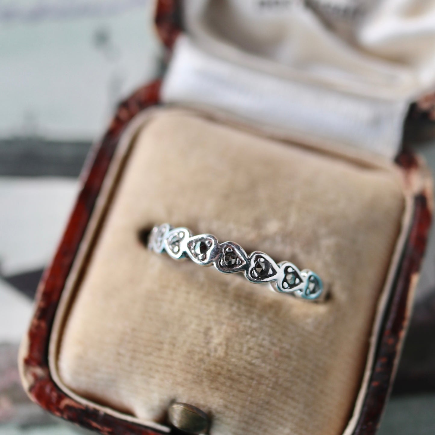 マーカサイト＆ハート スターリングシルバー リング 11.5号