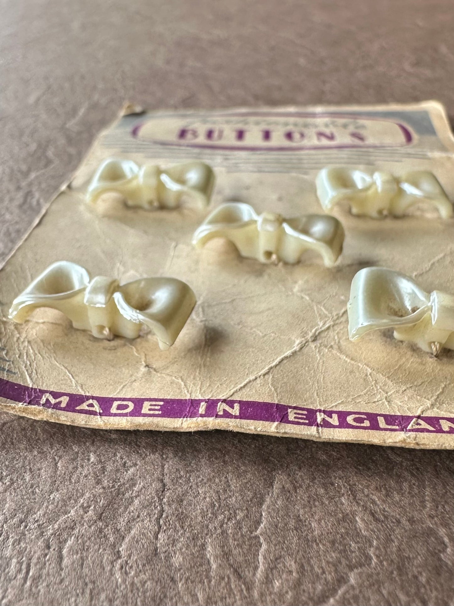 ヴィンテージリボン ボタン(5個セット) MADE IN ENGLAND