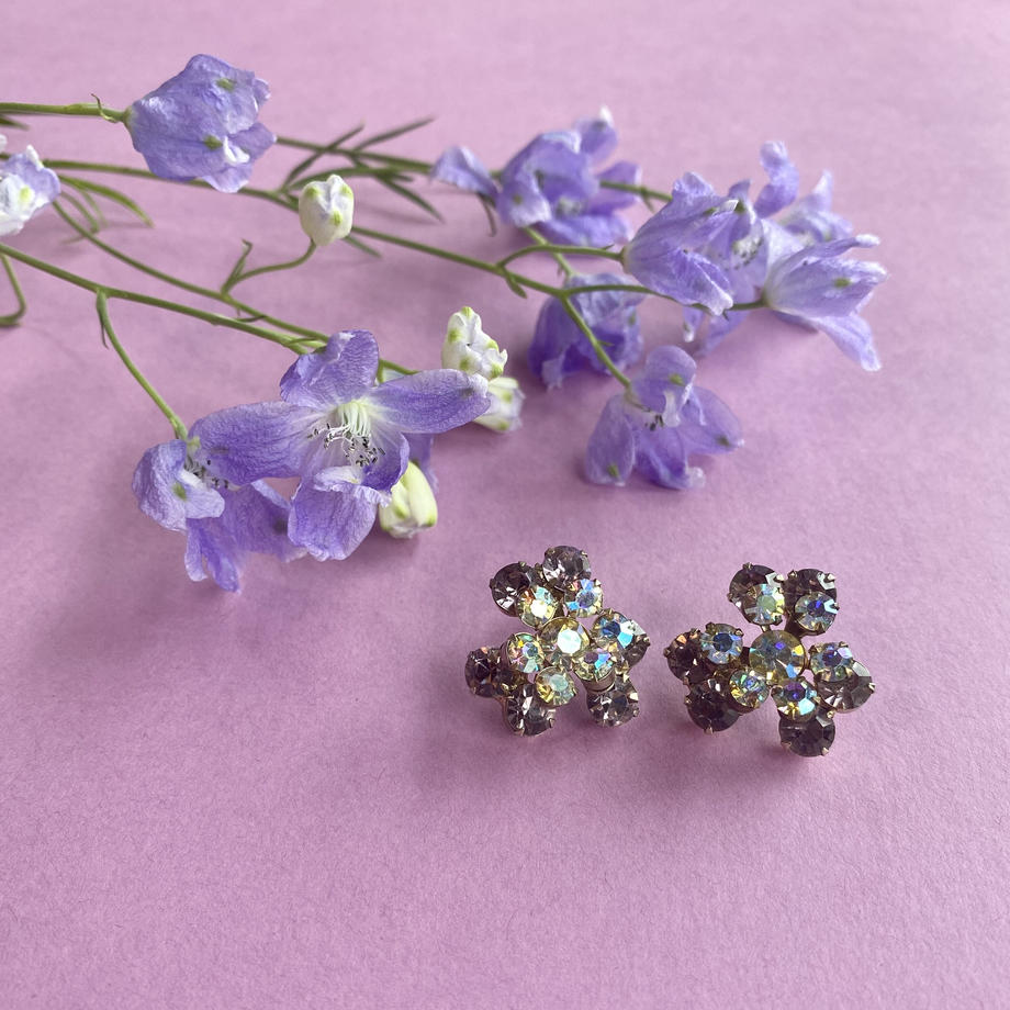 オーロラカラーグラス＆パープルカラーグラス　リメイク　ピアス