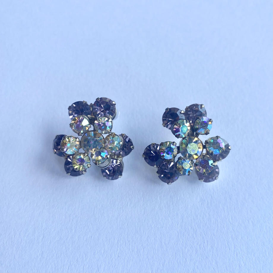 オーロラカラーグラス＆パープルカラーグラス　リメイク　ピアス